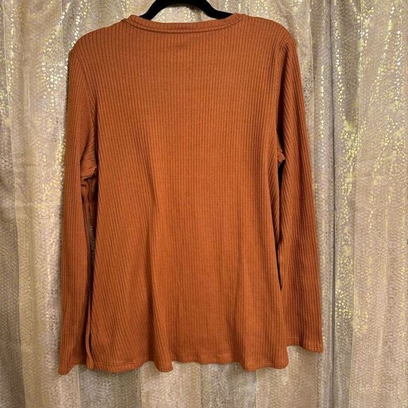 American Eagle Soft & Sexy Rust Orange Ribbed Long Sleeve Fall XL - Picture 2 of 5